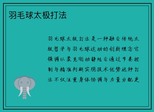 羽毛球太极打法